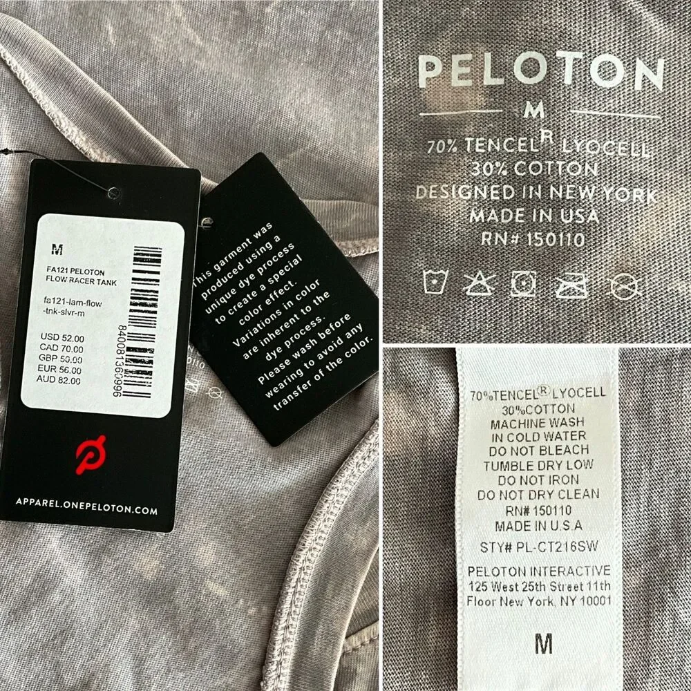 Peloton Flow Racer Tank Washed Silver Racerback M - Picture 4 of 10